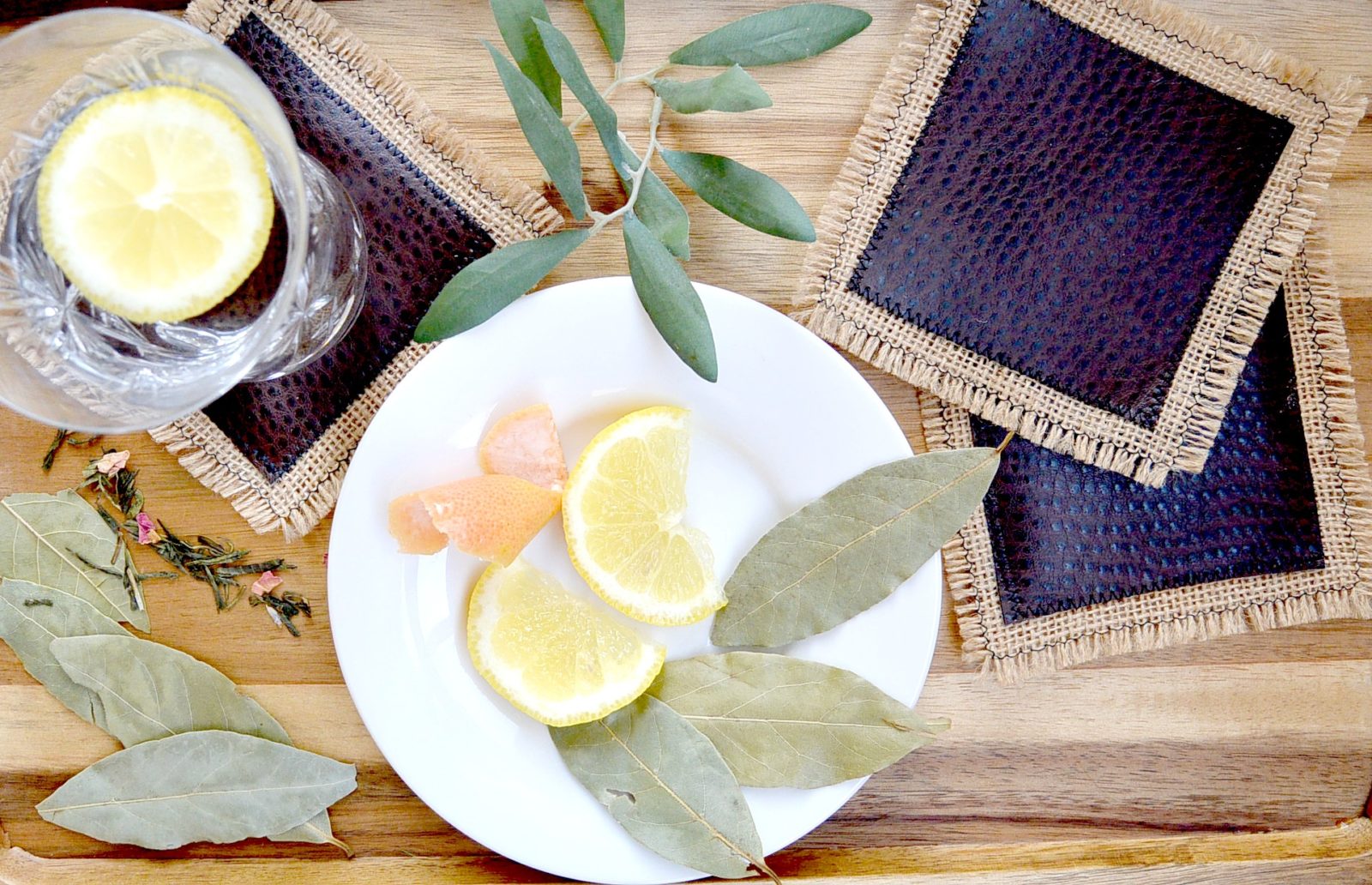 Leather and Burlap Fringe Coasters