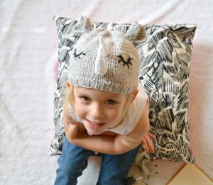 Knit rhinocerous hat