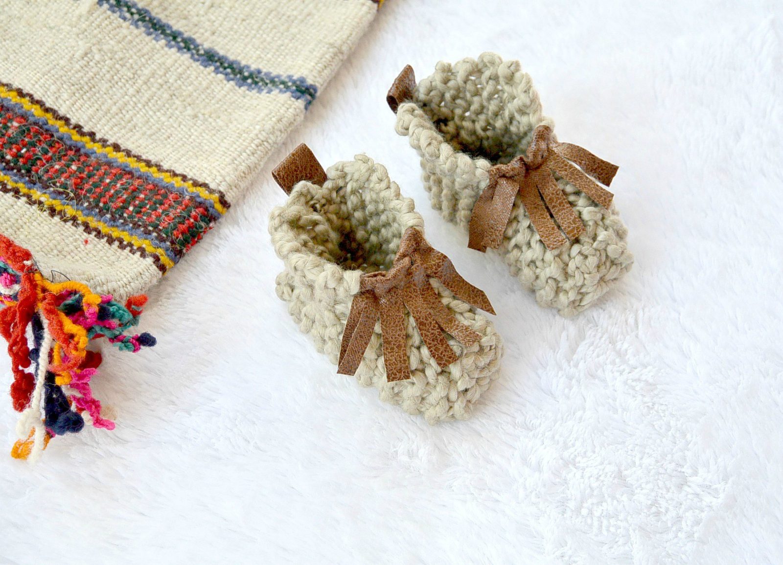 Beginner Knit Baby Booties “Moccasins”