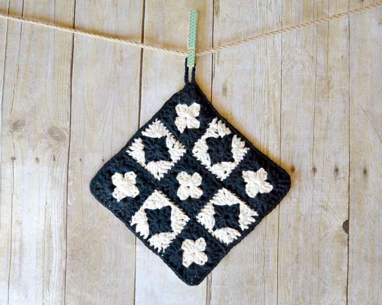 Modern Granny Square Crochet Pattern For A Potholder