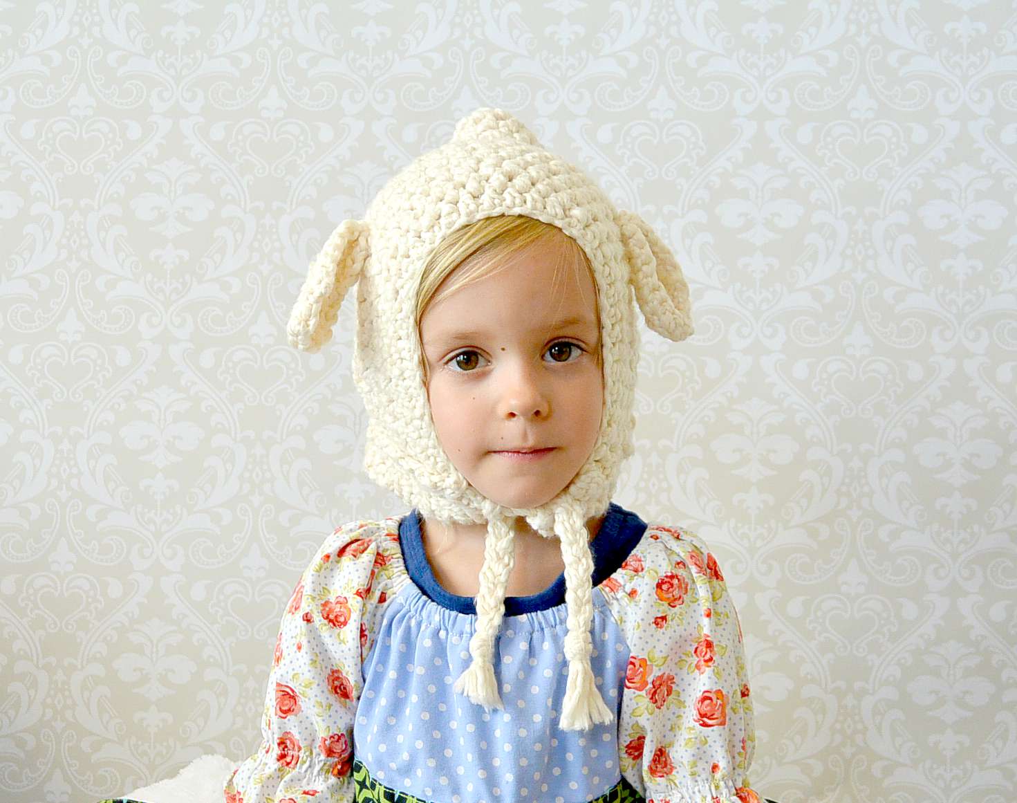 Vintage Style Lamb Hat – Toddler Crochet Lamb Hat