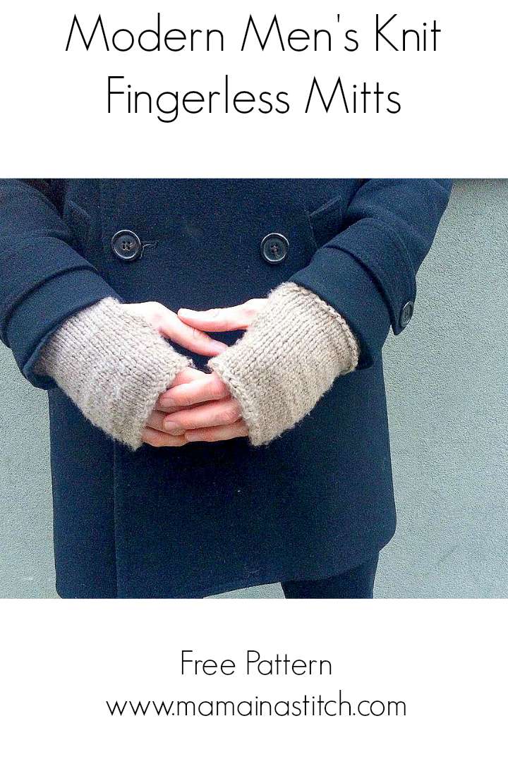 Men S Modern Tweed Knit Fingerless Mitts Pattern Mama In