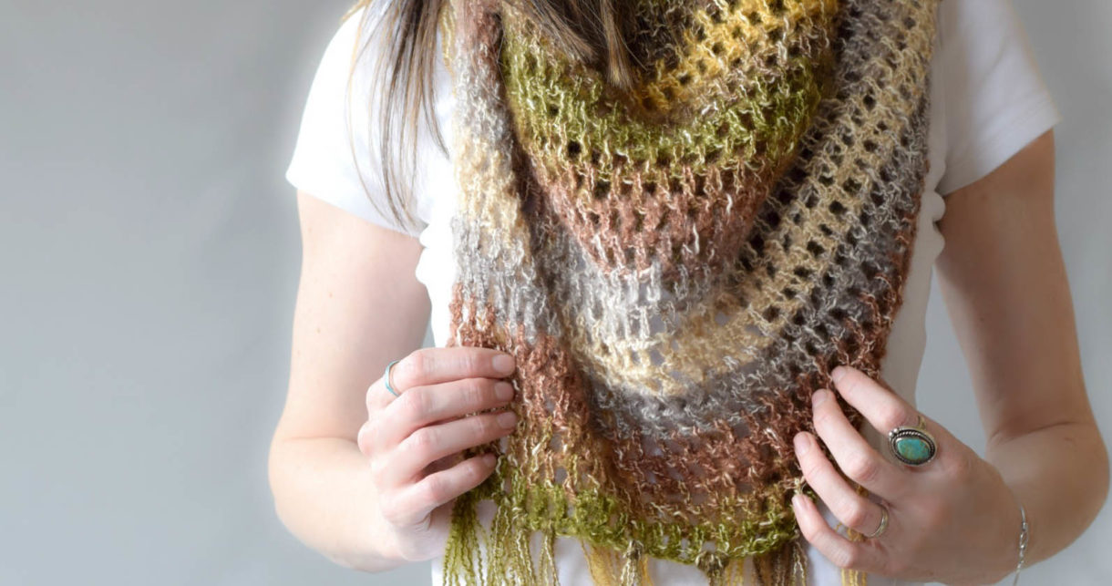 Sweet and Soft Crocheted Shawlette Scarf