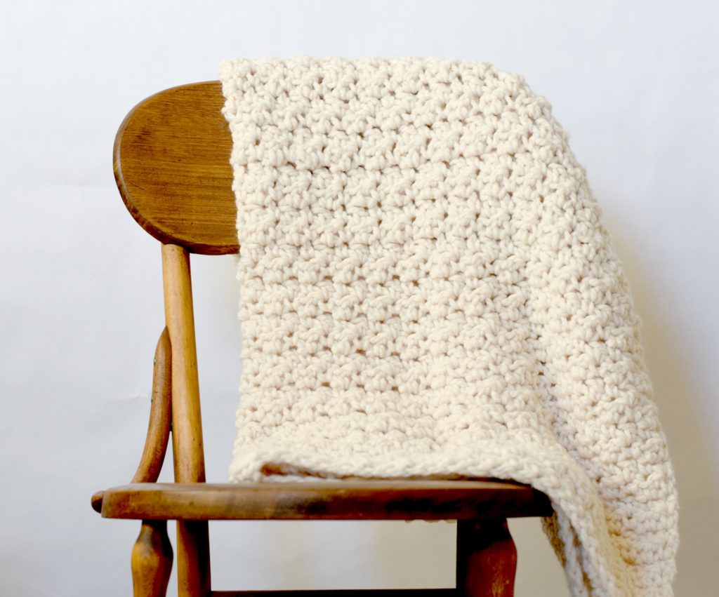 Crochet Blanket with Variegated Yarn and Lemon Peel Stitch 