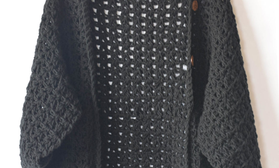crochet black cardigan