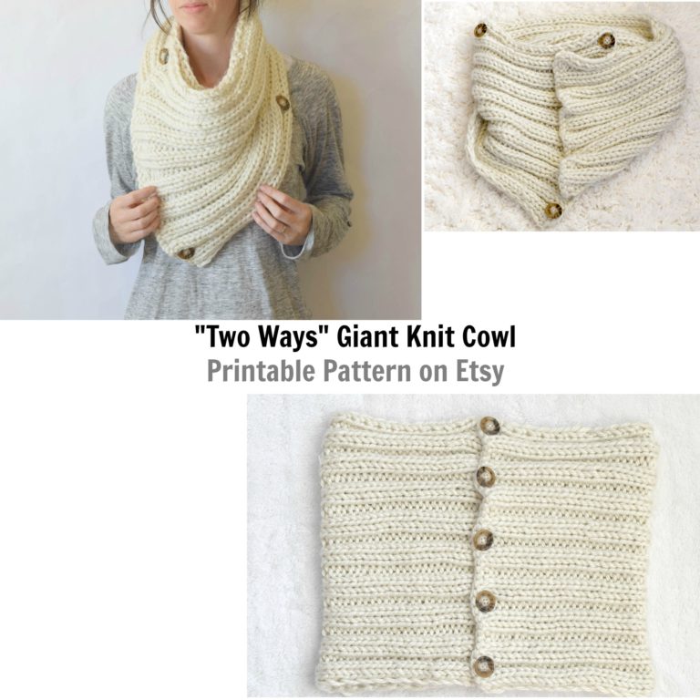 Two Ways Giant Knit Ribbed Cowl Pattern Mama In A Stitch
