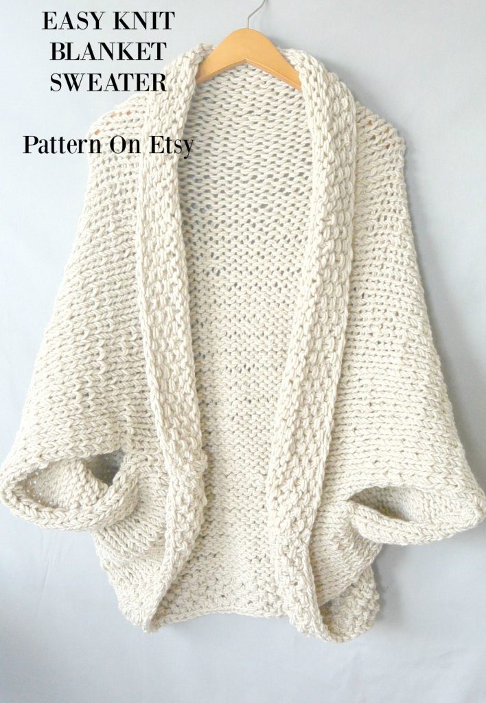 Easy Knit Blanket Sweater Pattern Mama In A Stitch