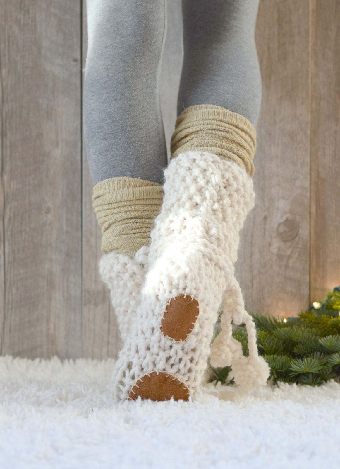 Chunky Knitted Scarf + Cream Snow Boots (The Sweetest Thing)