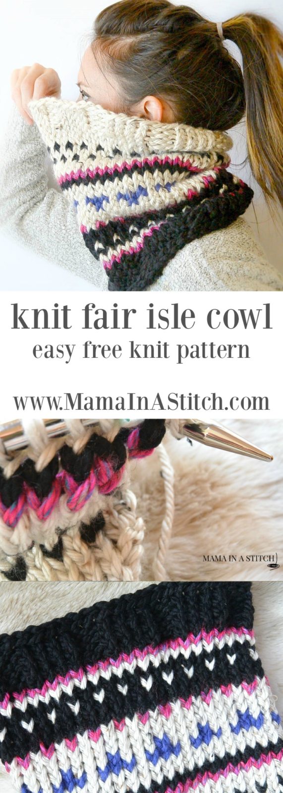 Alpine Heights Knit Fair Isle Cowl - Mama In A Stitch