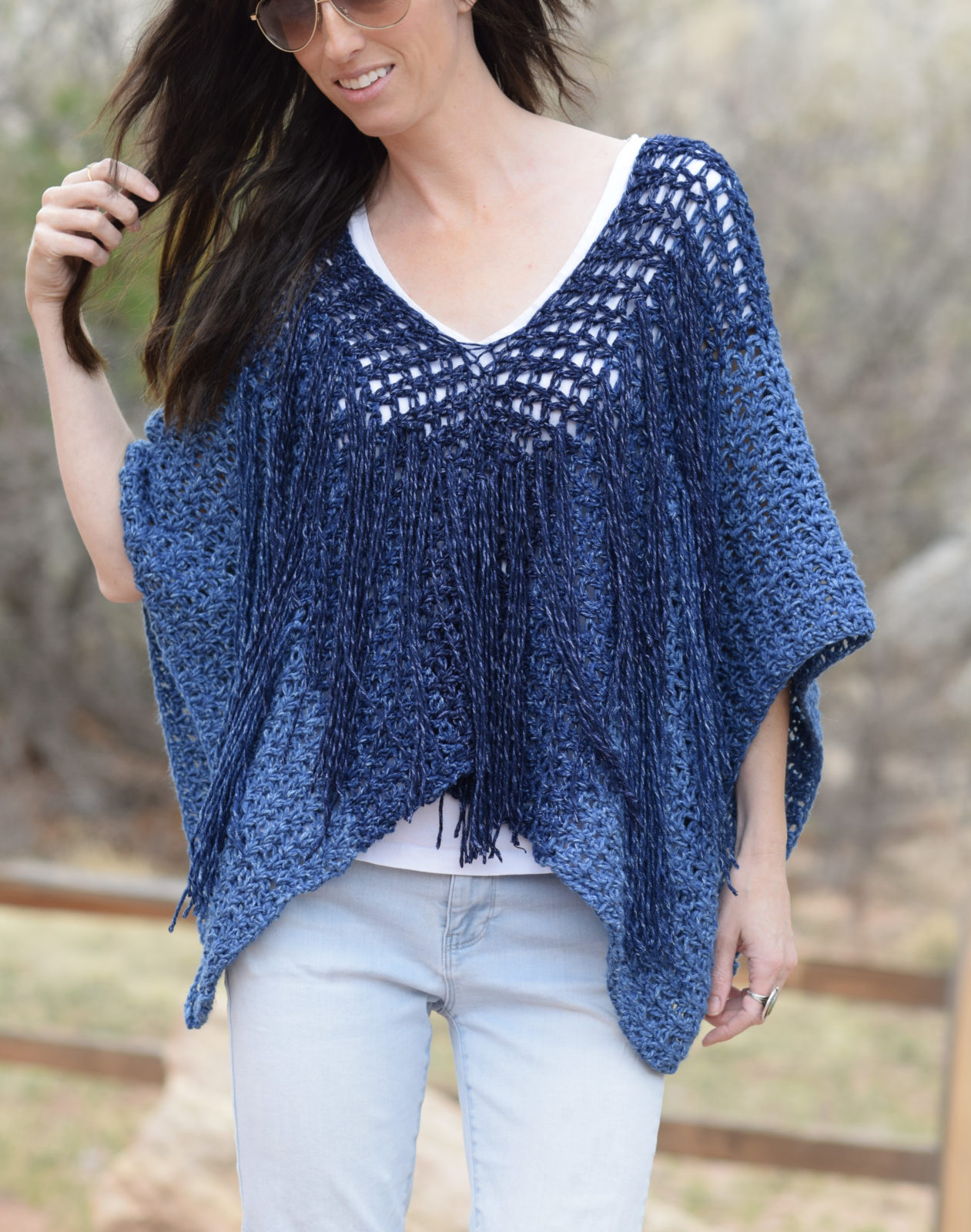 Azul V-Mesh Easy Crochet Poncho Pattern – Mama In A Stitch