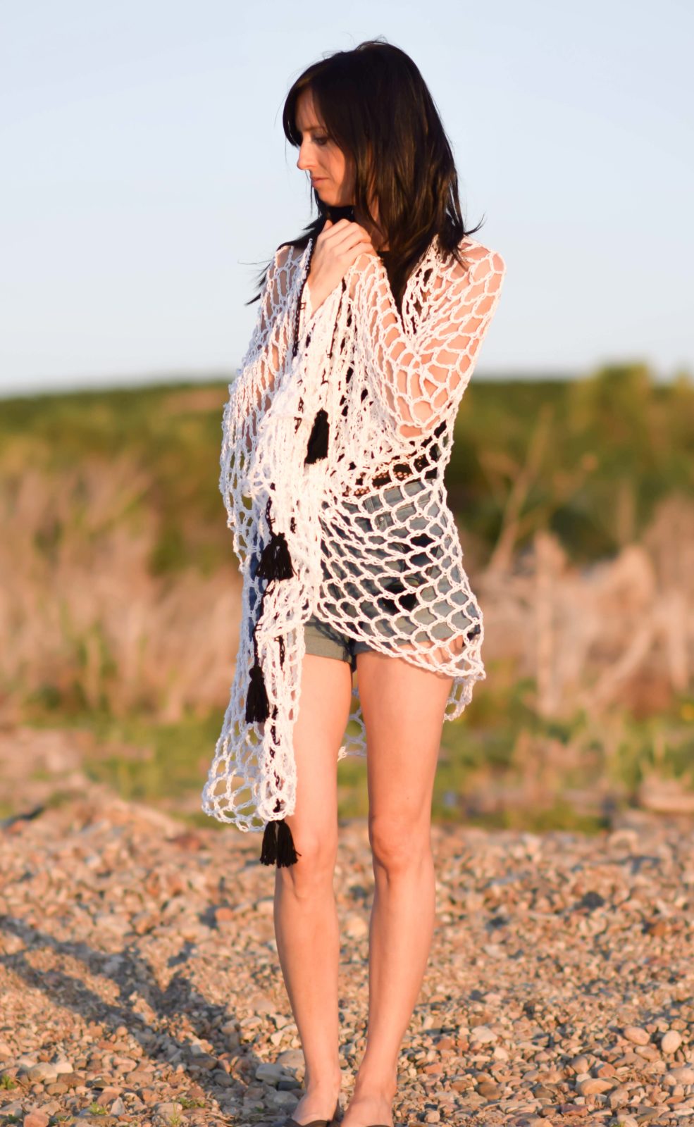 White Crochet Halter Top and Matching Crochet Sarong Cover-up