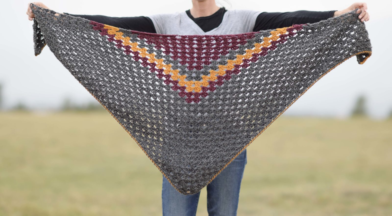 Smoky Mountains Crochet Triangle Wrap.