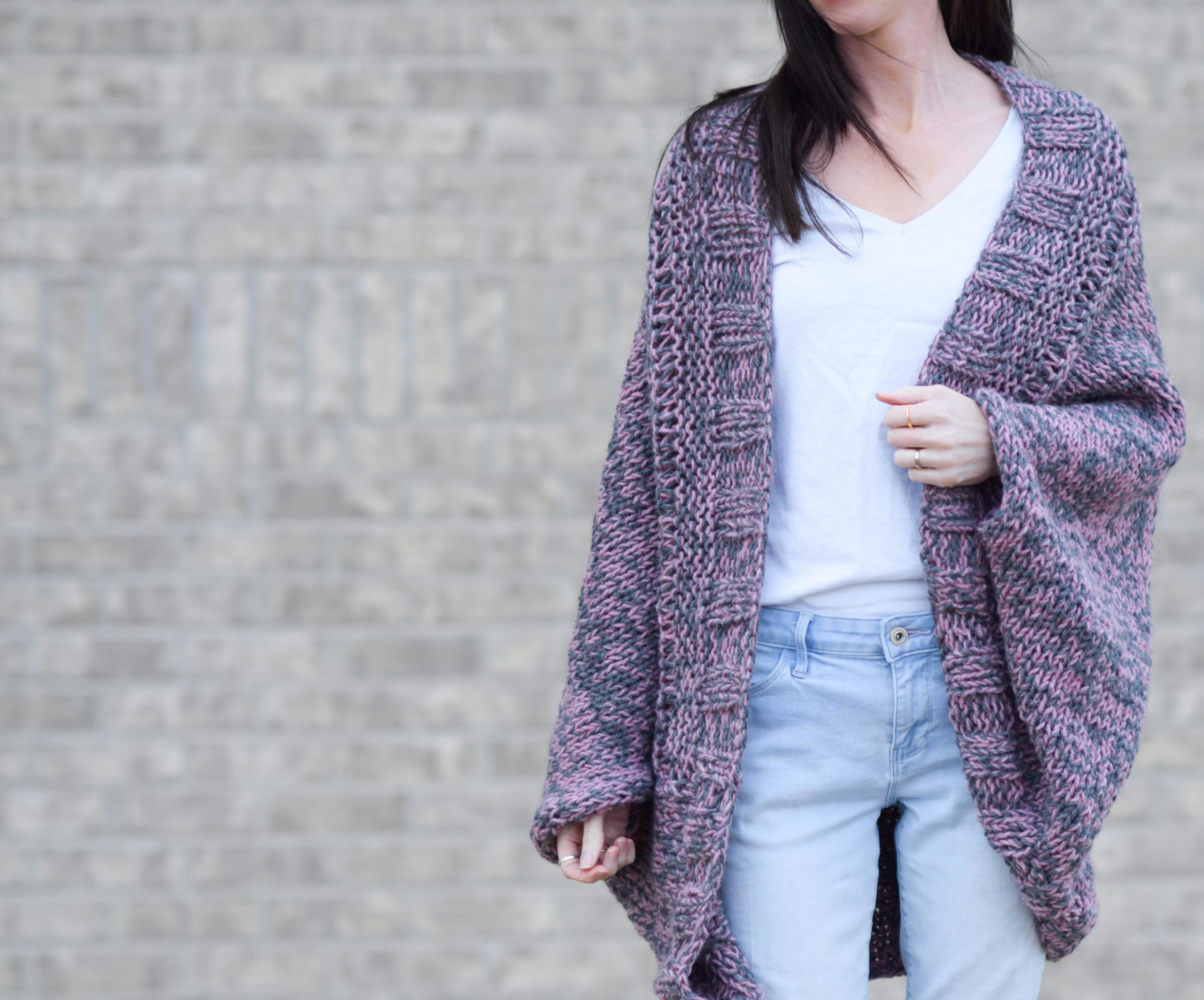 Easy Relaxed Marled Cardigan Knitting Pattern