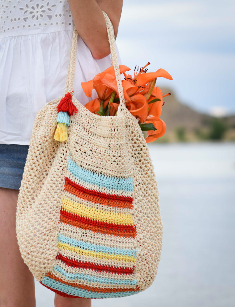 knitted beach bag