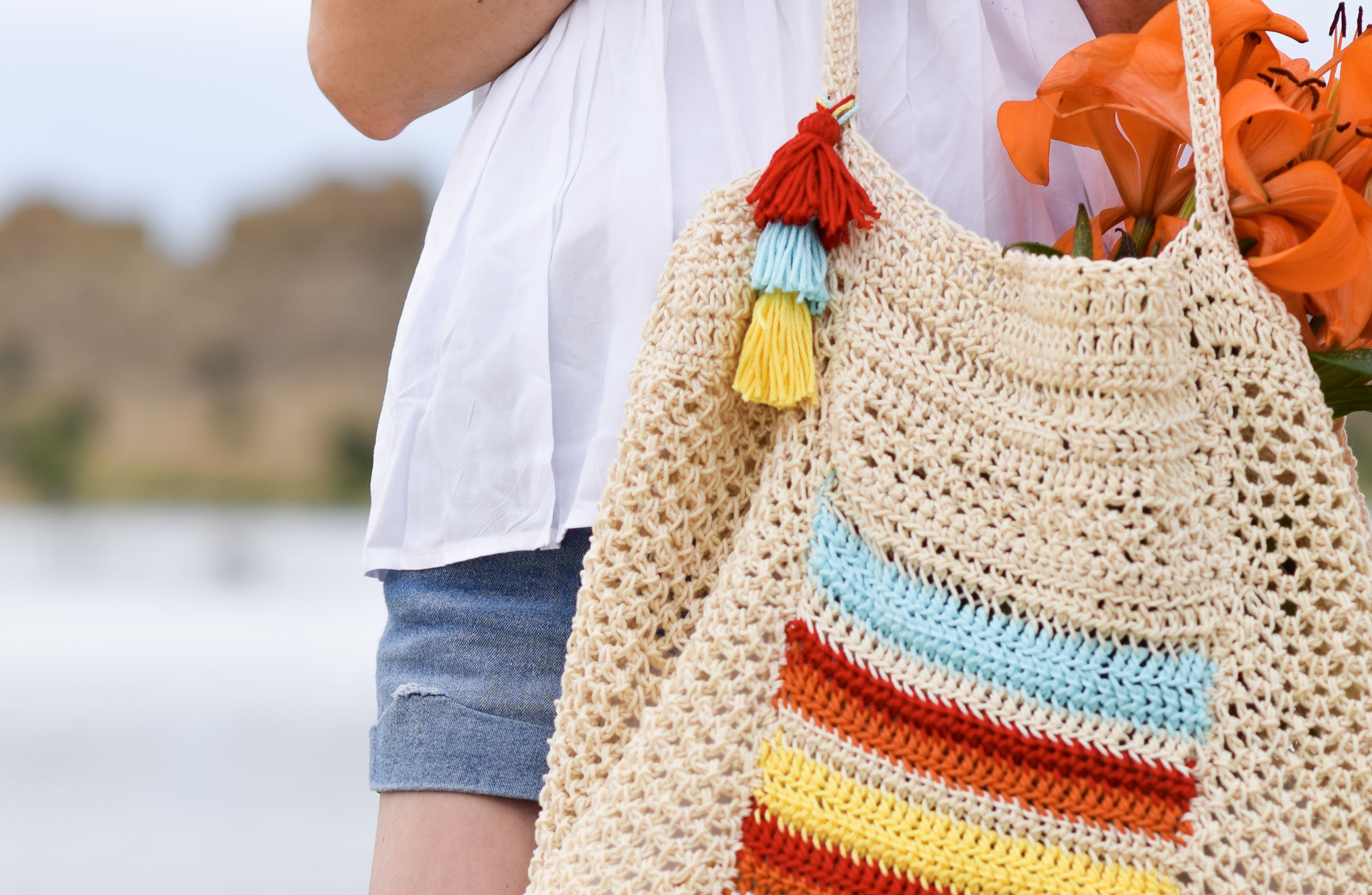 Crochet Bag Leaf Fall Medium Zippered Project Bag Knitting Bag Sock Bag Makeup or Craft Bag with Inside Pocket Yarn