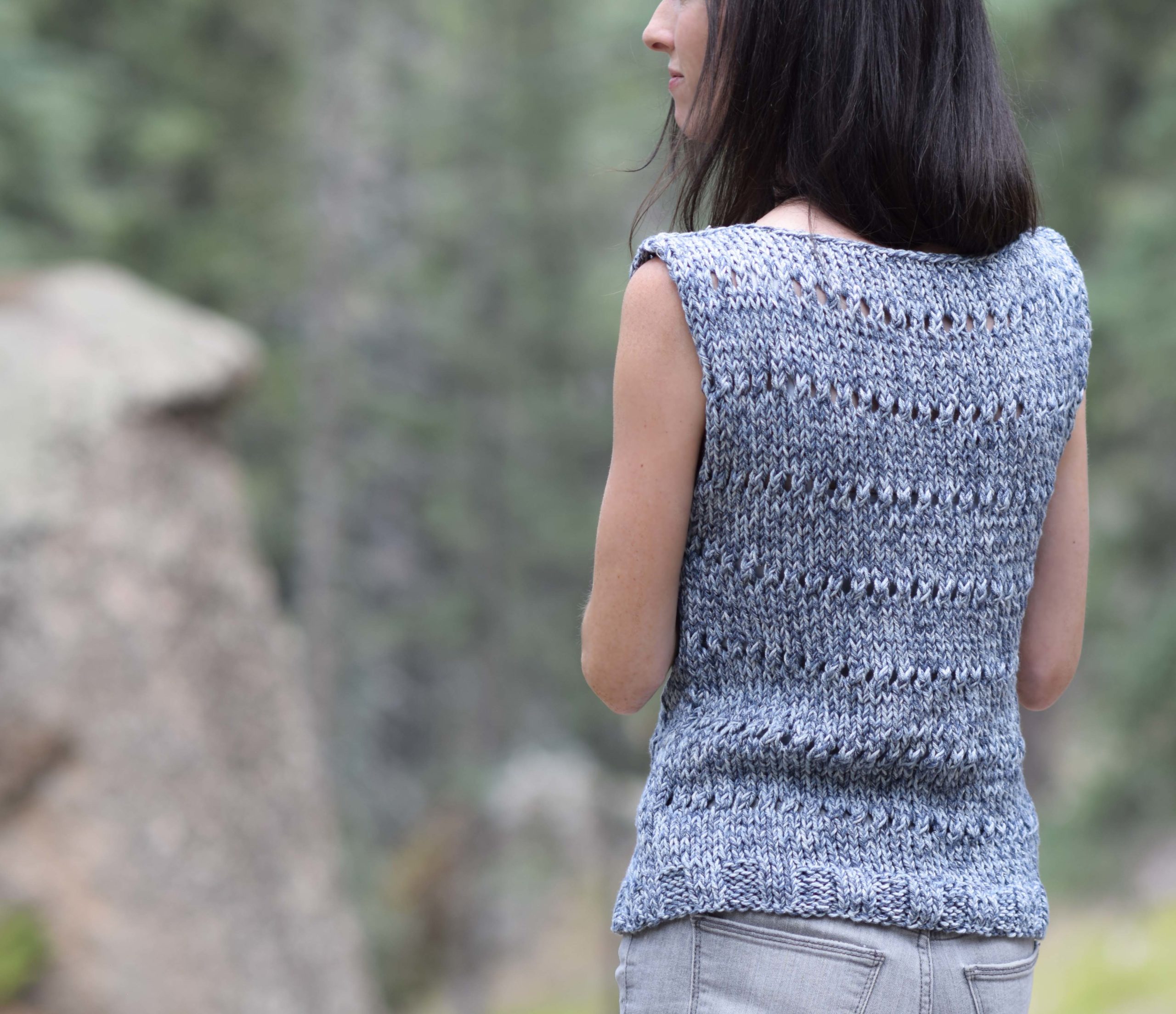 Eyelet Sleeveless Top Easy Knitting Pattern