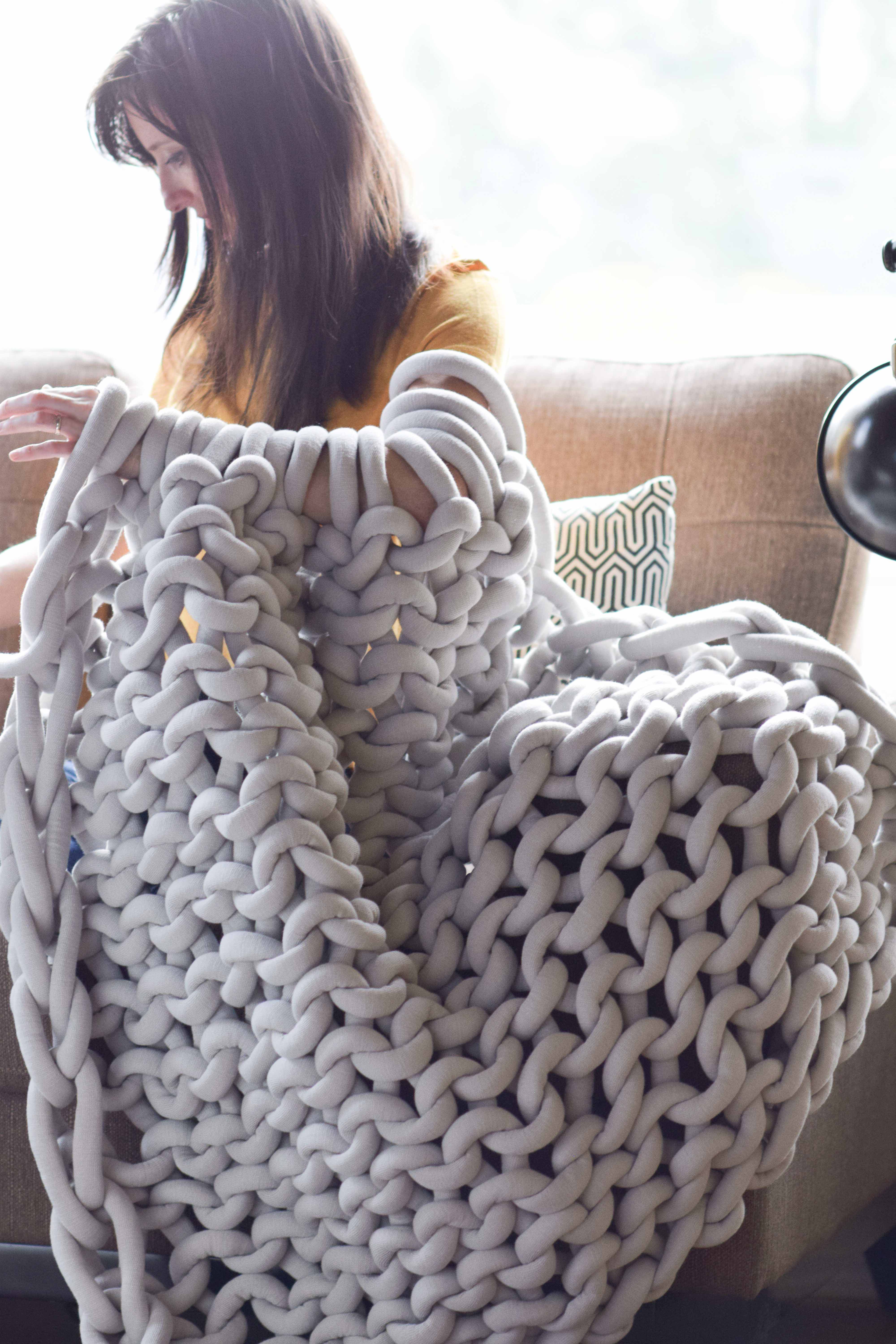 Arm Knit Chunky Garter Stitch Blanket Kit