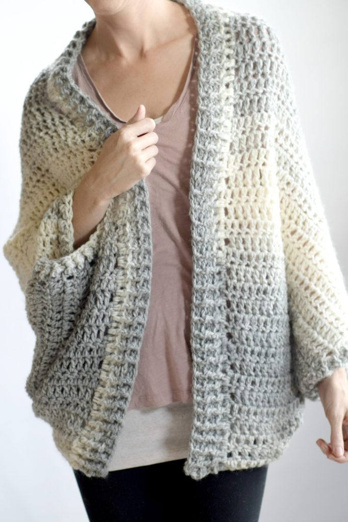 Free easy knit shrug sweater pattern tutorial