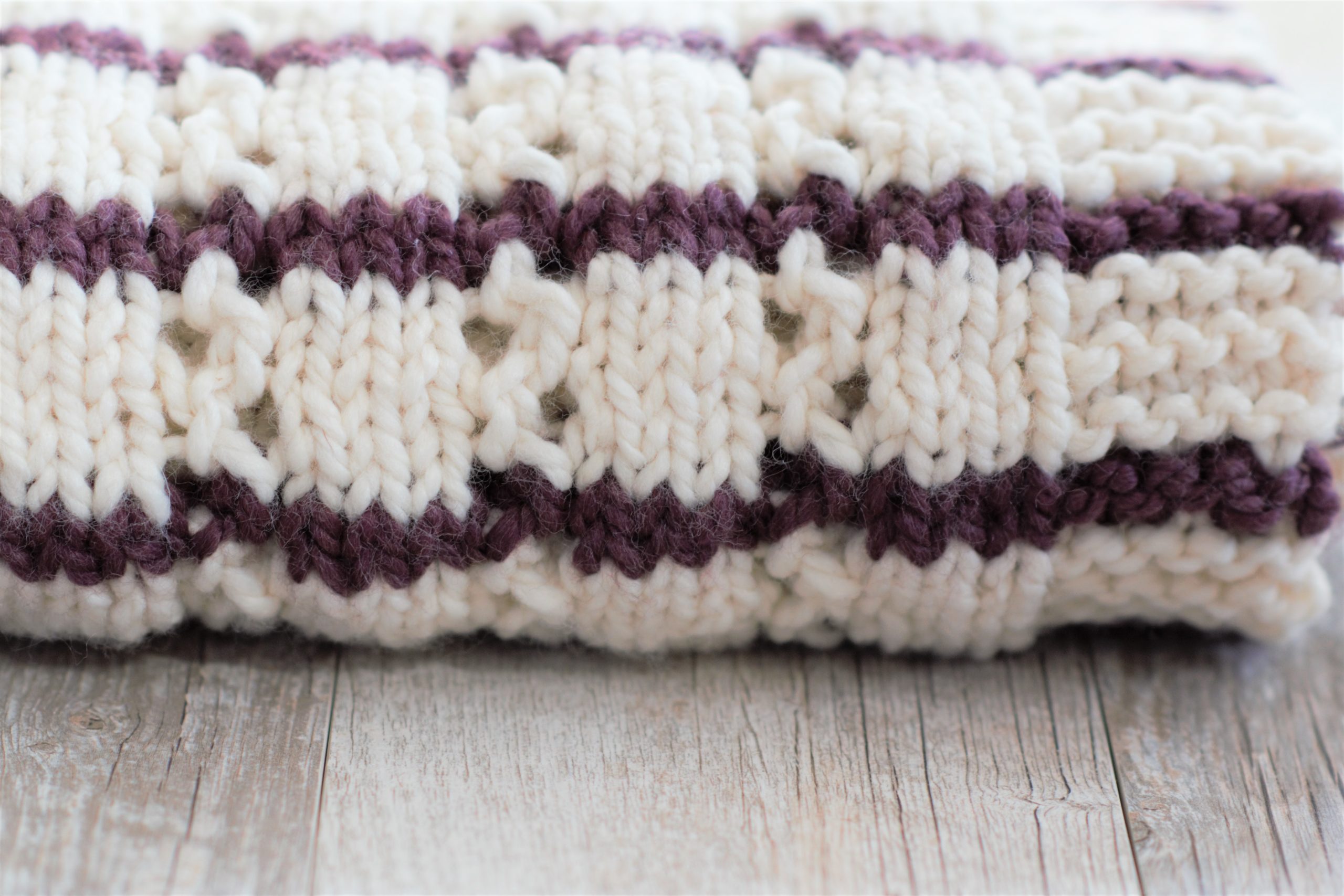 Stripes & Eyelets Urban Easy Blanket Knitting Pattern