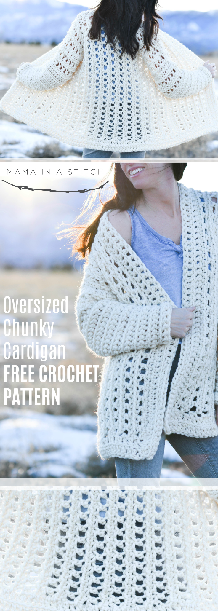 Light Snow Oversized Cardigan Crochet Free Pattern