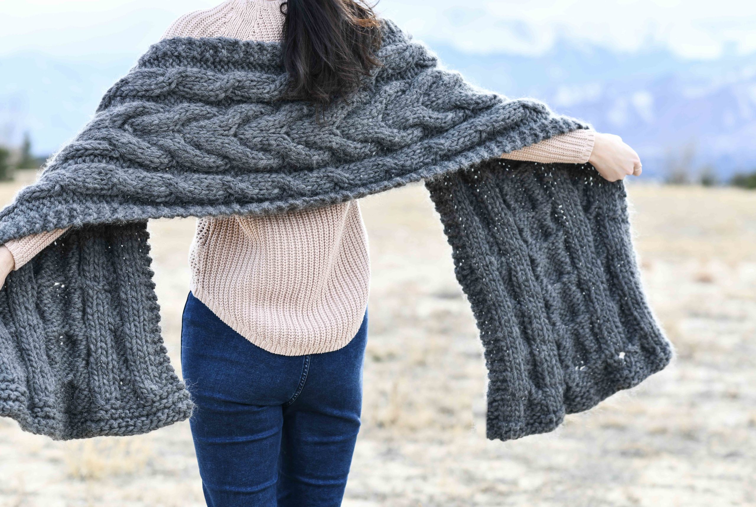 Easy Winding Cables Wrap Knitting Pattern