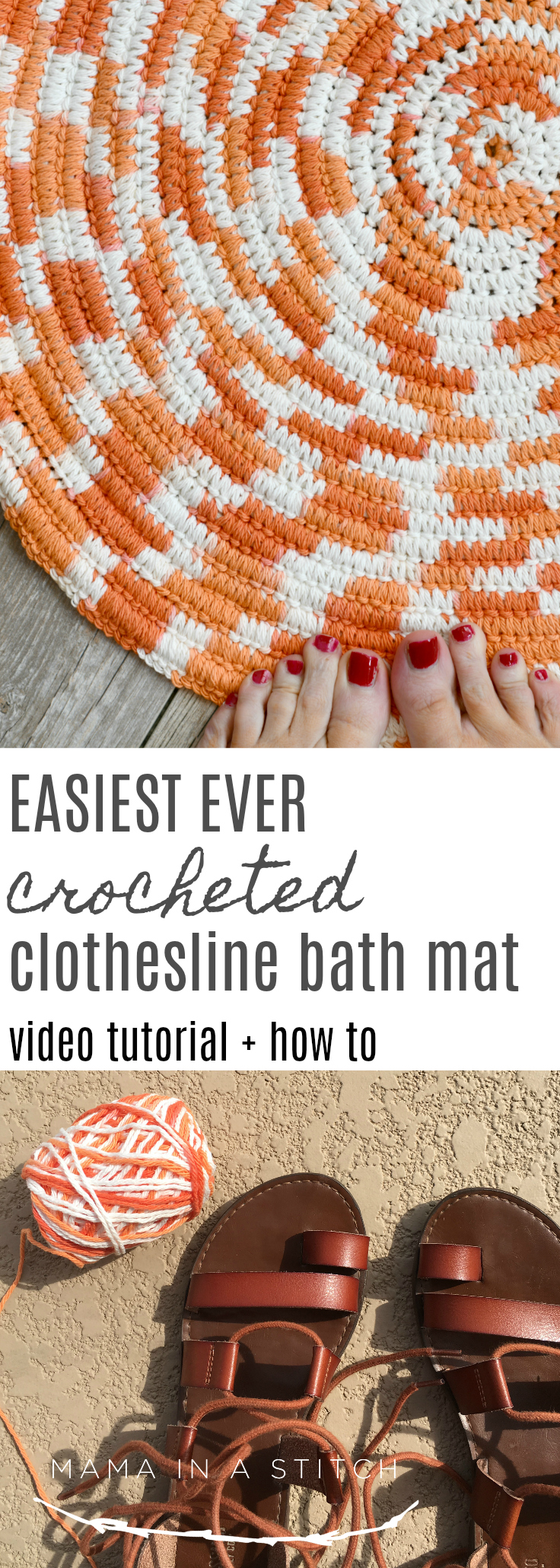 How To Crochet A Scrap Yarn Rope Bath Mat
