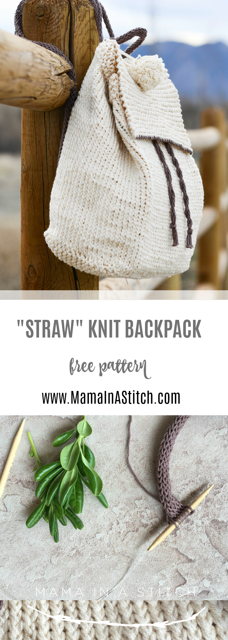 Straw-Like Easy Backpack Free Knitting Pattern