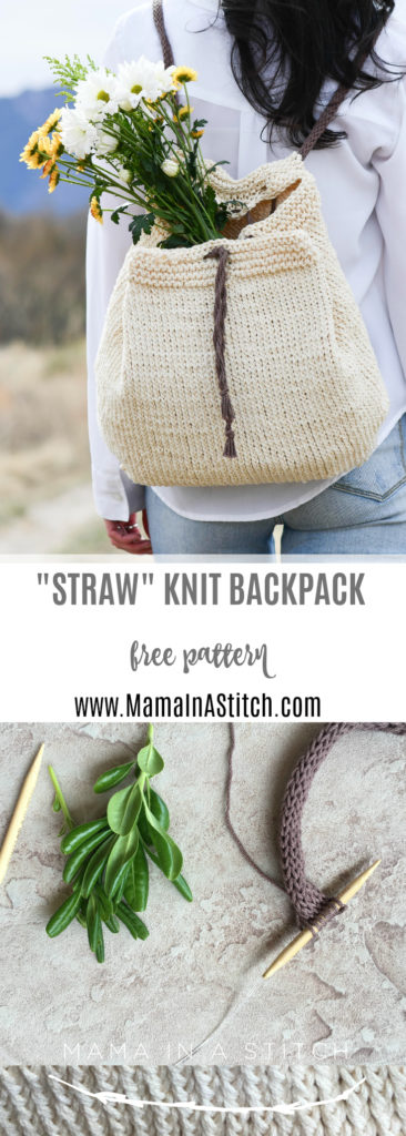 Pin for straw-like cotton stitch backpack pattern and tutorial