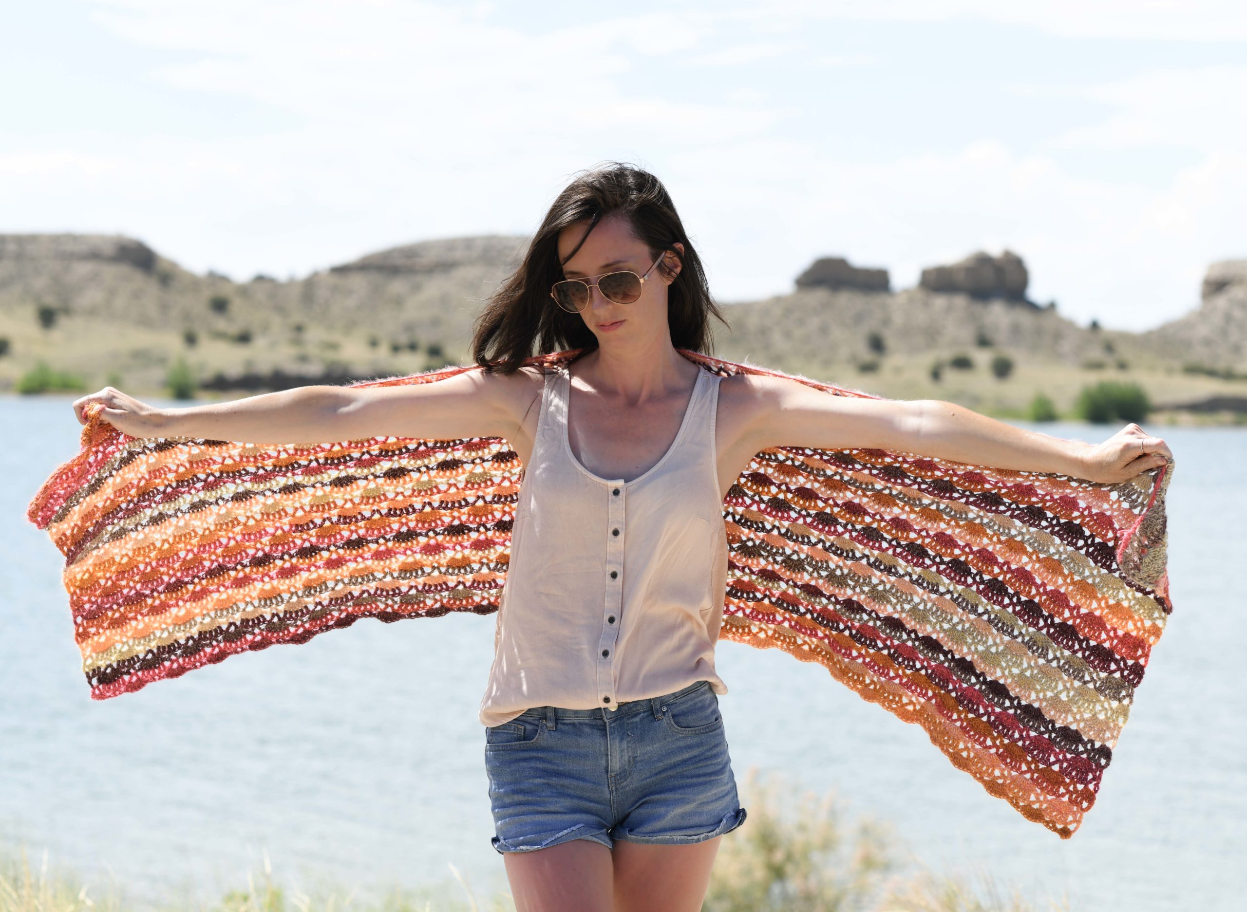 Lacy Leaves Scarf by hooksbsunshine. Yarn: LB Ferris Wheel: Cherry on Top :  r/crochet