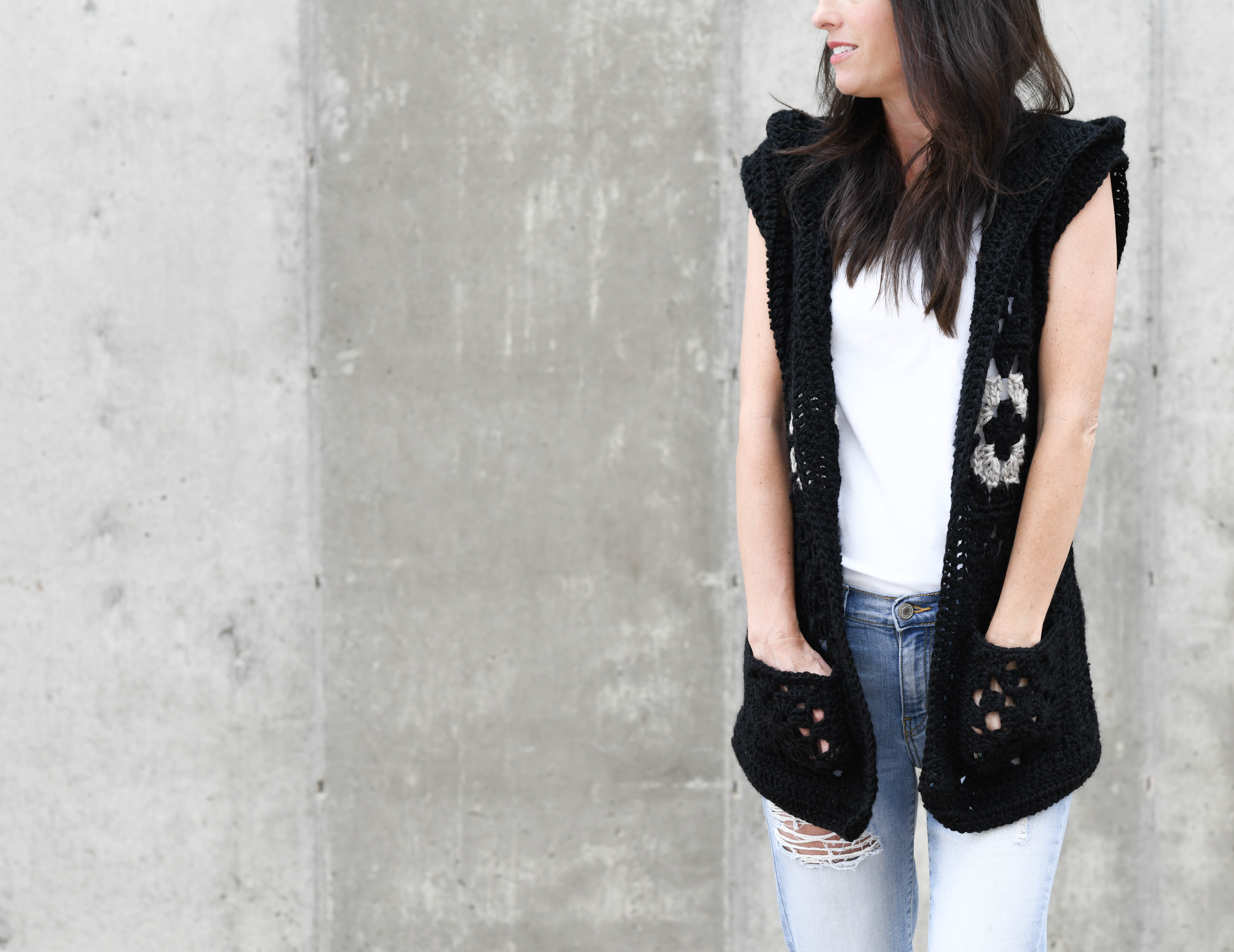 Hooded Granny Square Vest Crochet Pattern – Mama In A Stitch