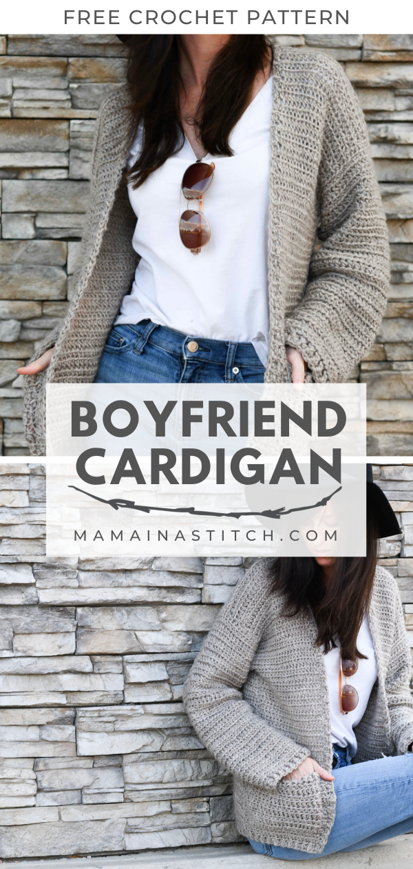Easy Crochet Sweater Pattern - Boyfriend Cardigan