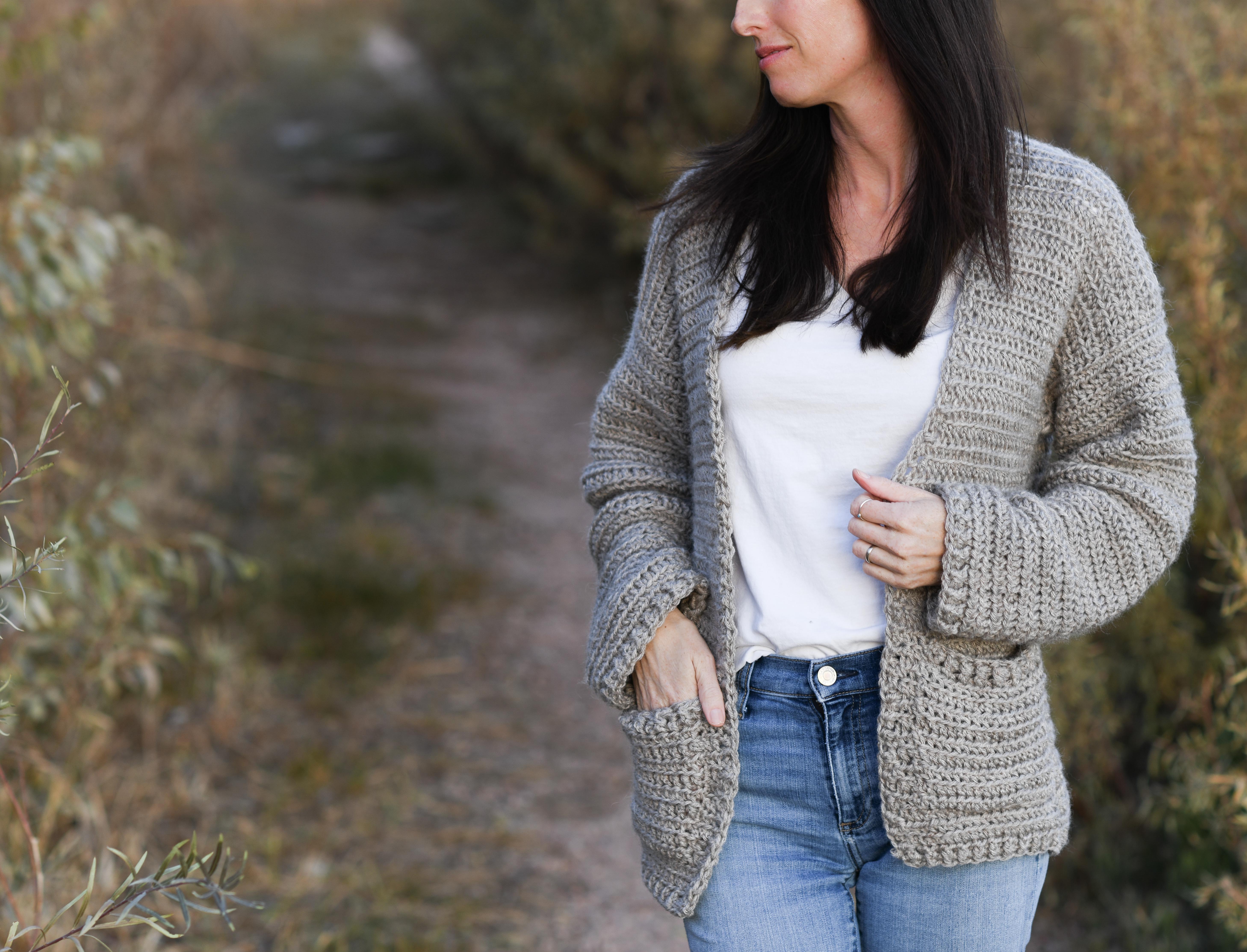 Easy knit-look oversize crochet sweater just 2 rectangle.