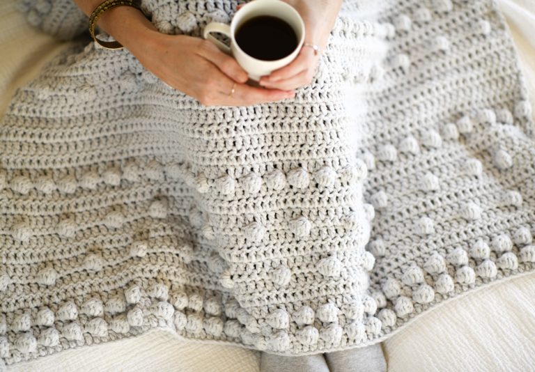 Luxe Bobbles Crochet Throw Blanket Pattern
