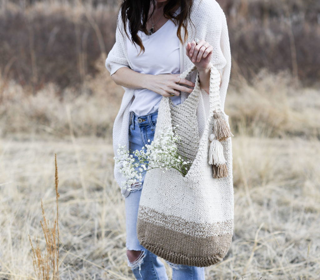 Mohave Slouchy Tote Bag Knitting Pattern, Knit Tote Pattern, Easy