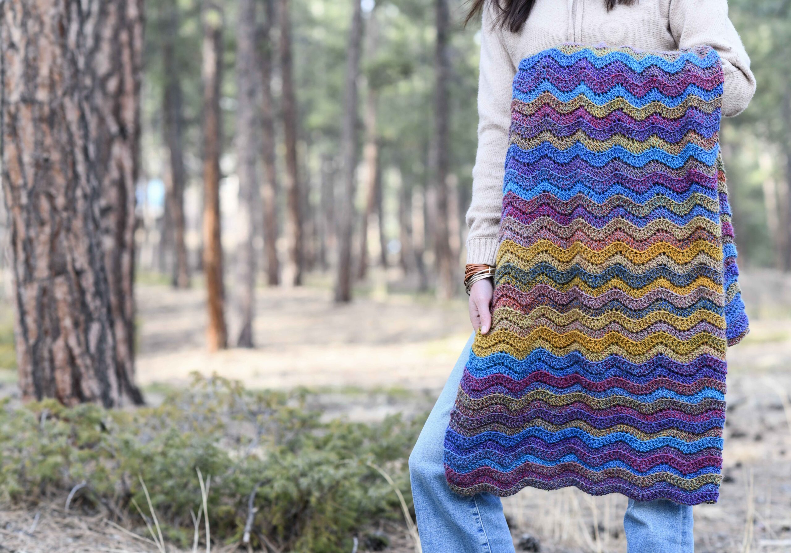 Rolling Hills Ripple Crochet Throw Blanket