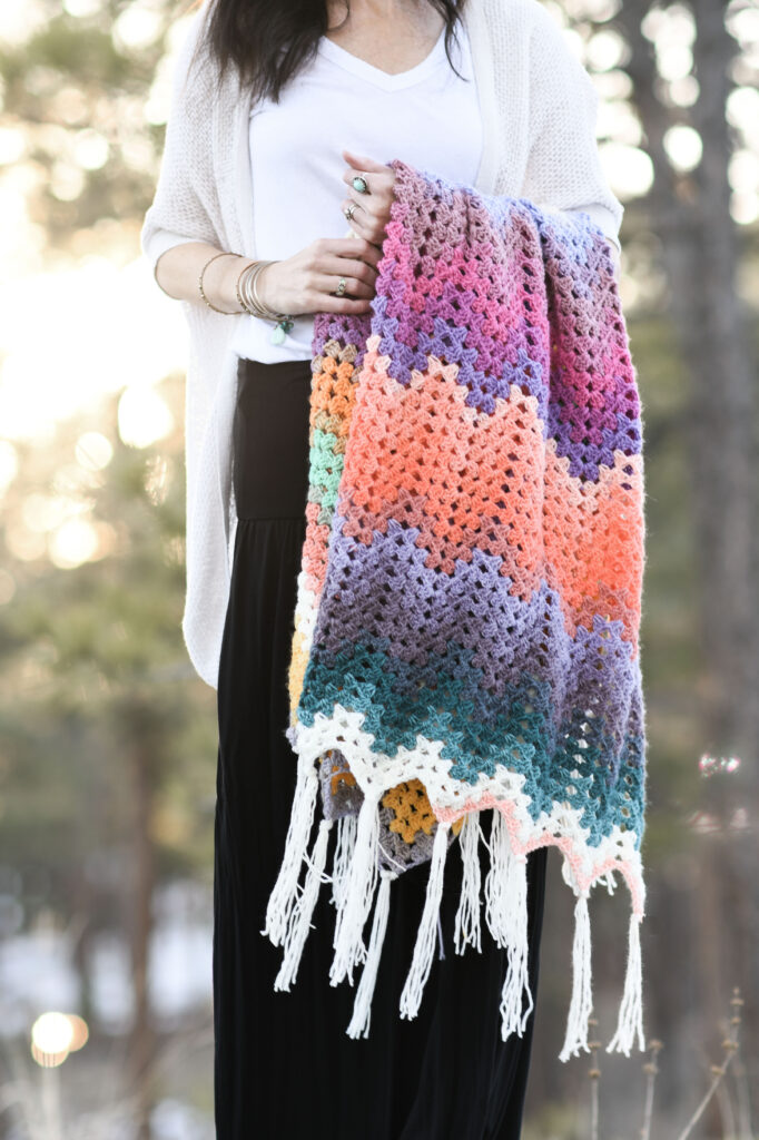 Mountain Throw Colorful Blanket Crochet Pattern – Mama In A Stitch