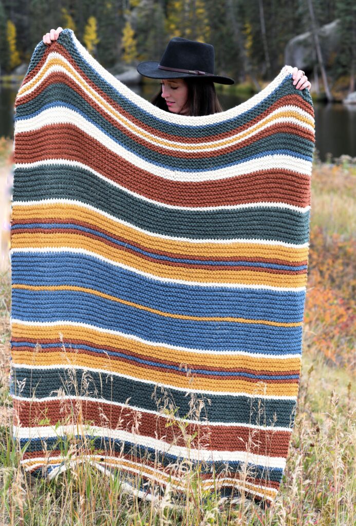 Rustic Striped Knit Blanket Pattern