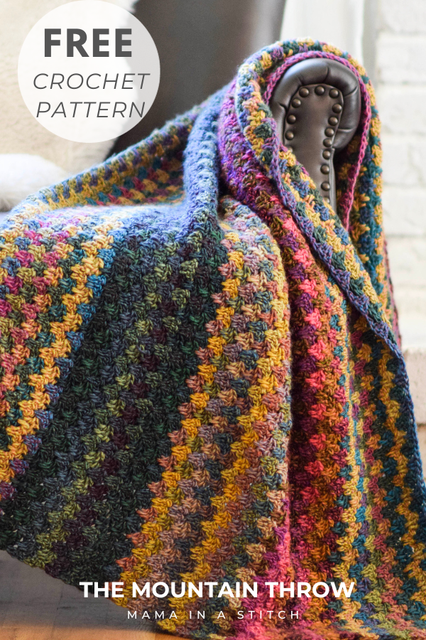 Mountain Throw Colorful Blanket Crochet Pattern