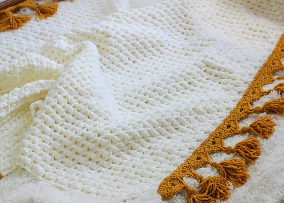 Beautiful Tasseled Crochet Blanket