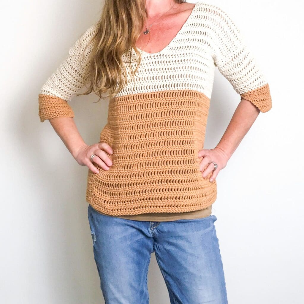 Crop Sleeve Crochet Sweater Pattern