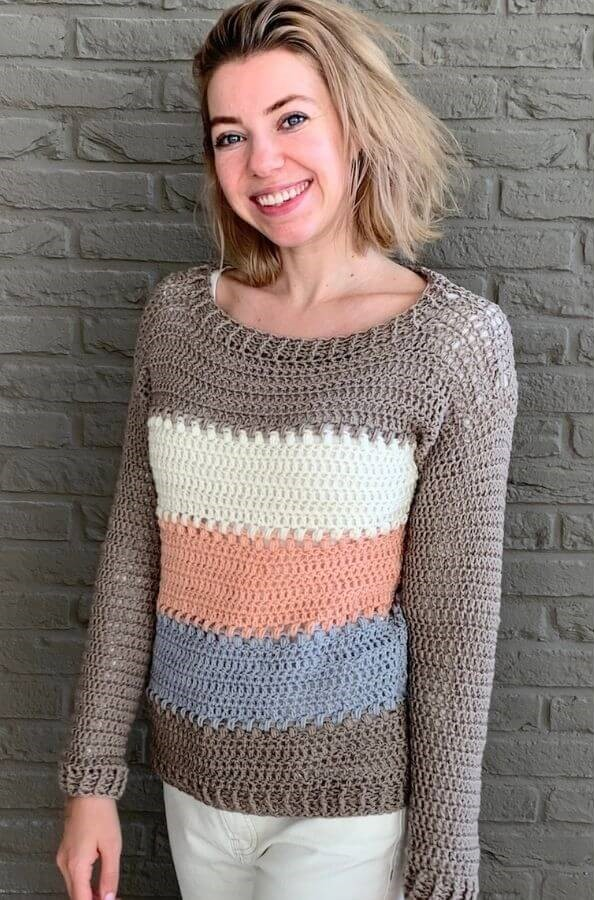 Color block Crochet Sweater Pattern