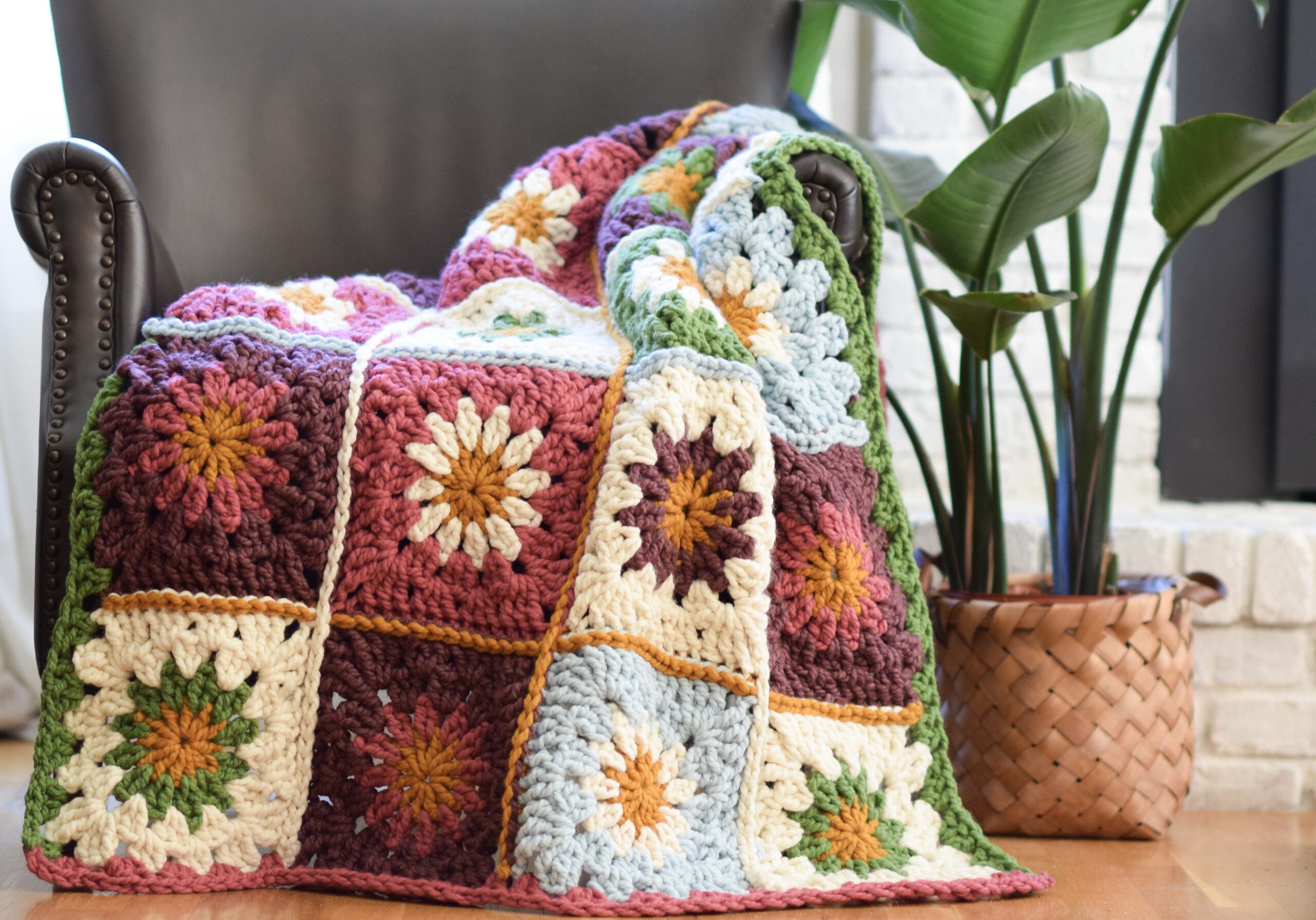 Sunny Blooms Flower Blanket Crochet Pattern