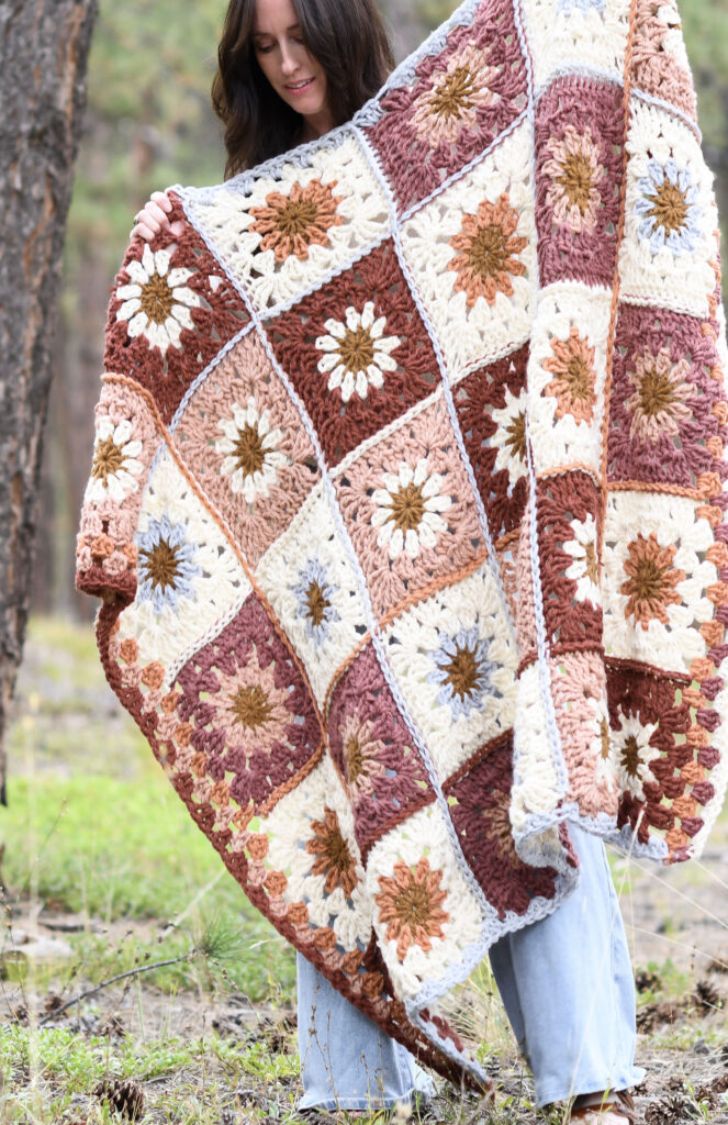 Fall Flower Throw Blanket Crochet pattern