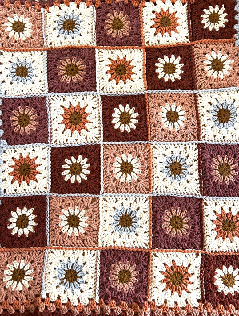 Assemble flower granny square crochet blanket